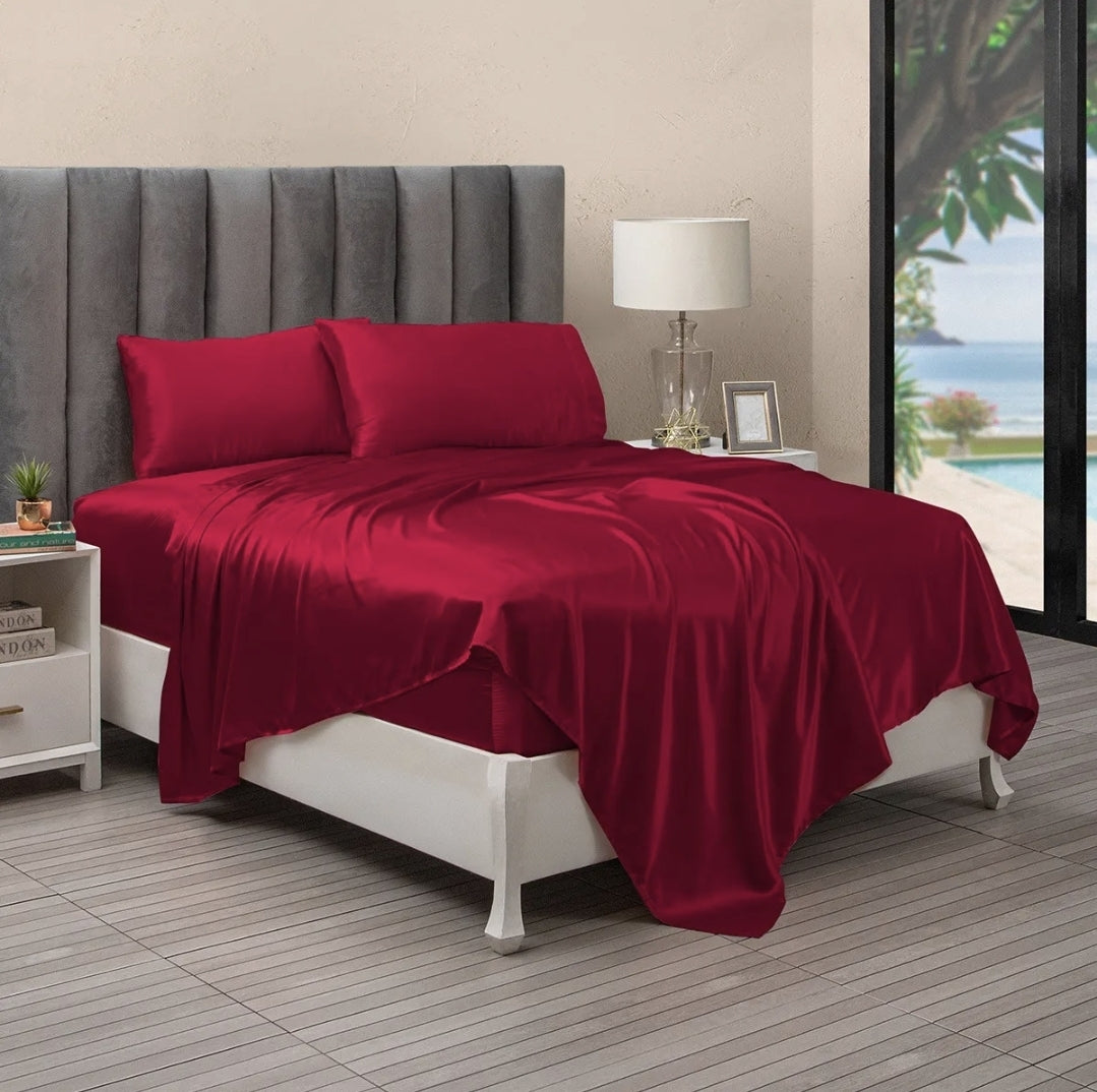 Sábana Lujosa De Satín matrimonial