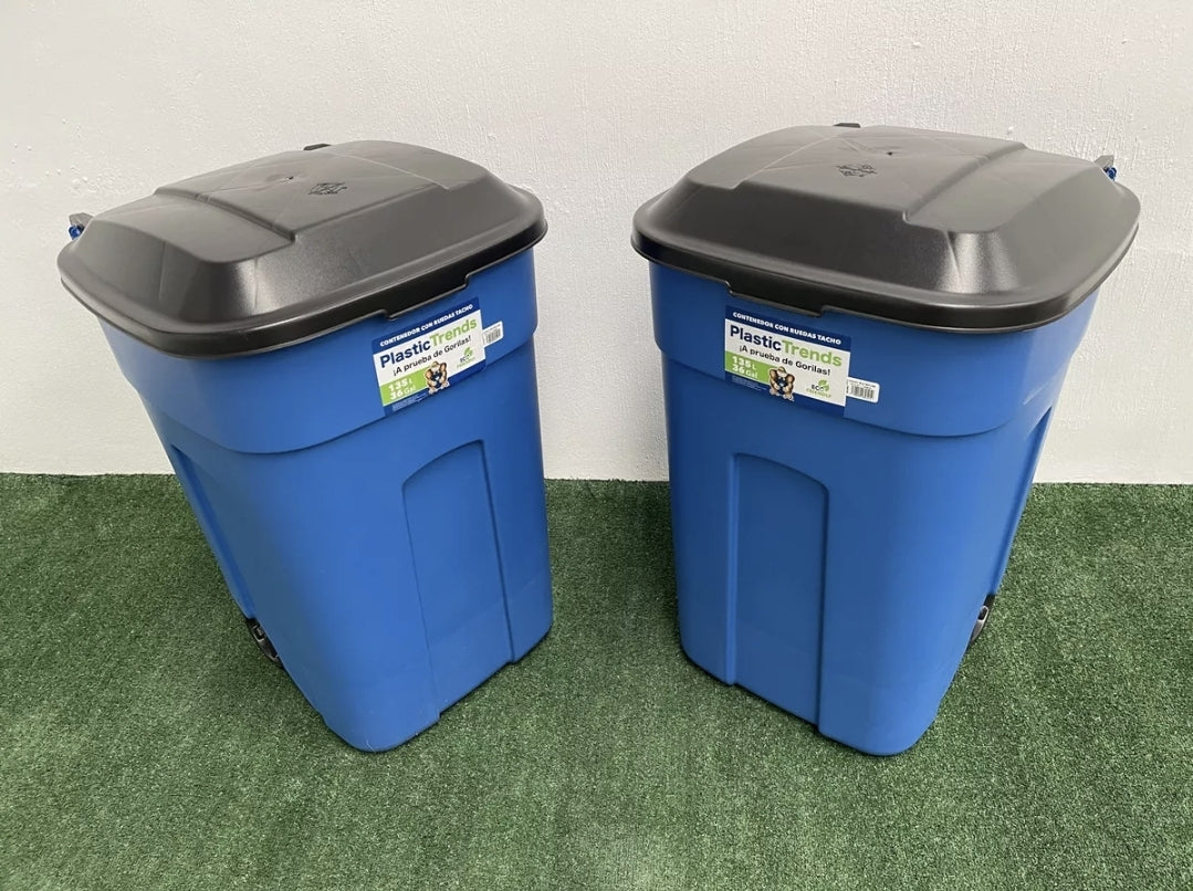 135 L Bote De Basura Con Tapa Y Ruedas 2 Pzas