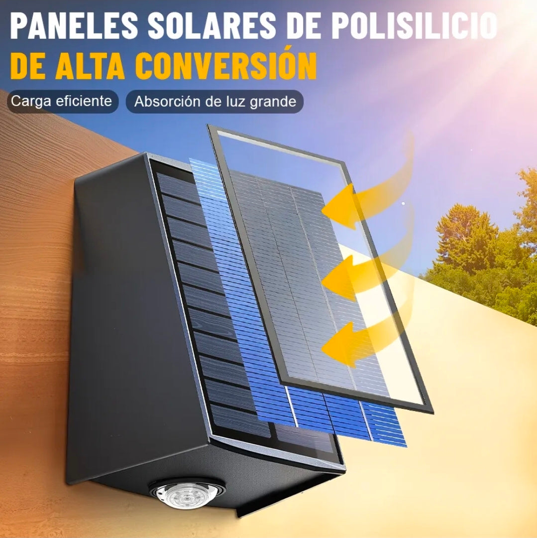 4 lámparas de pared Led solar luz cálida