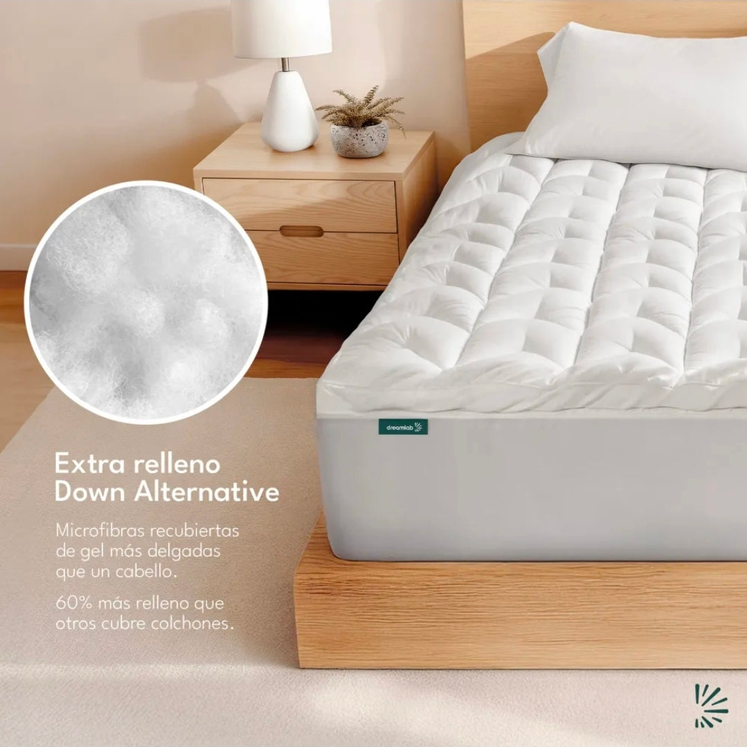 Dreamlab Cubre Colchón De Premier Extra Relleno De Microfibras Recubiertas En Gel