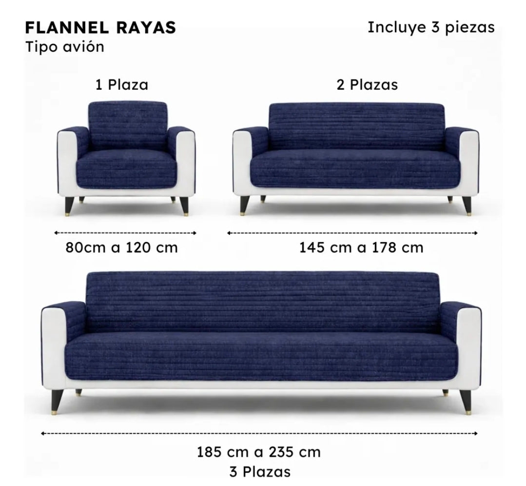 Funda Cubre Sala Protector Ajustable 3pz Avión