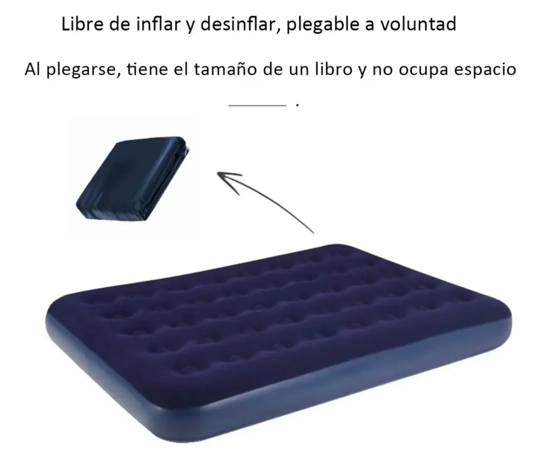 Colchón Inflable Matrimonial Con Bomba Aire + 2 Almohadas