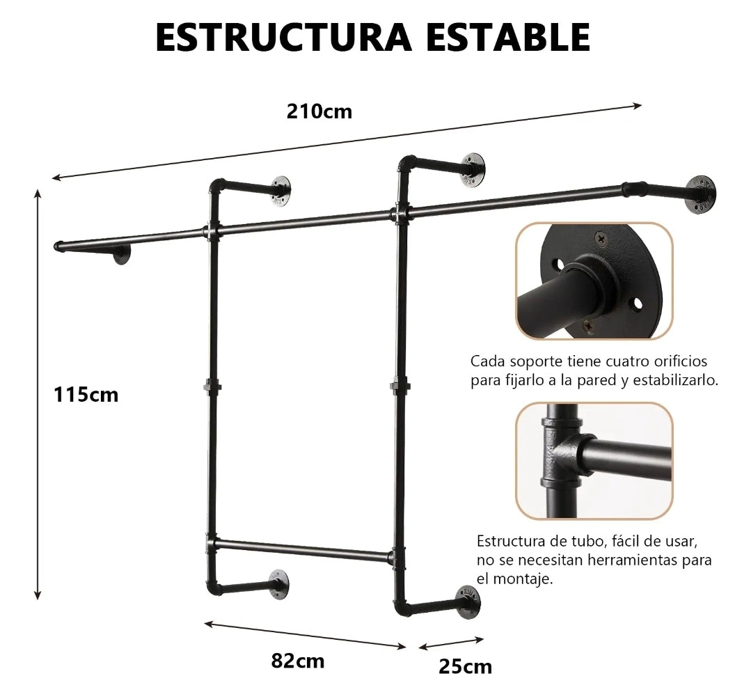 Perchero para pared soporte de metal 100kg