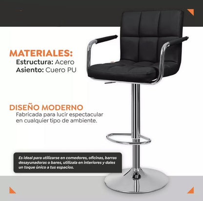 2 Bancos Altos para Barra con Apoyabrazos