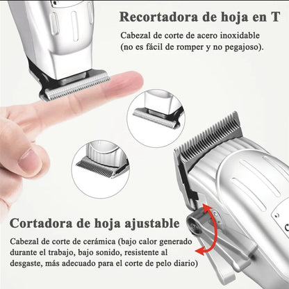 Kit Máquinas Cortadoras de Cabello Barberia Profesional bateria recargable
