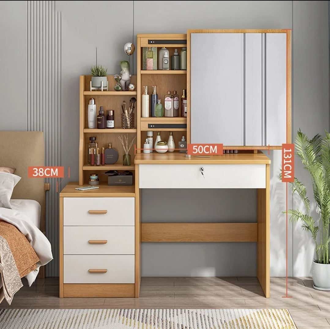 Tocador Cómoda Multifuncional Moderna Con Banco y luz Led