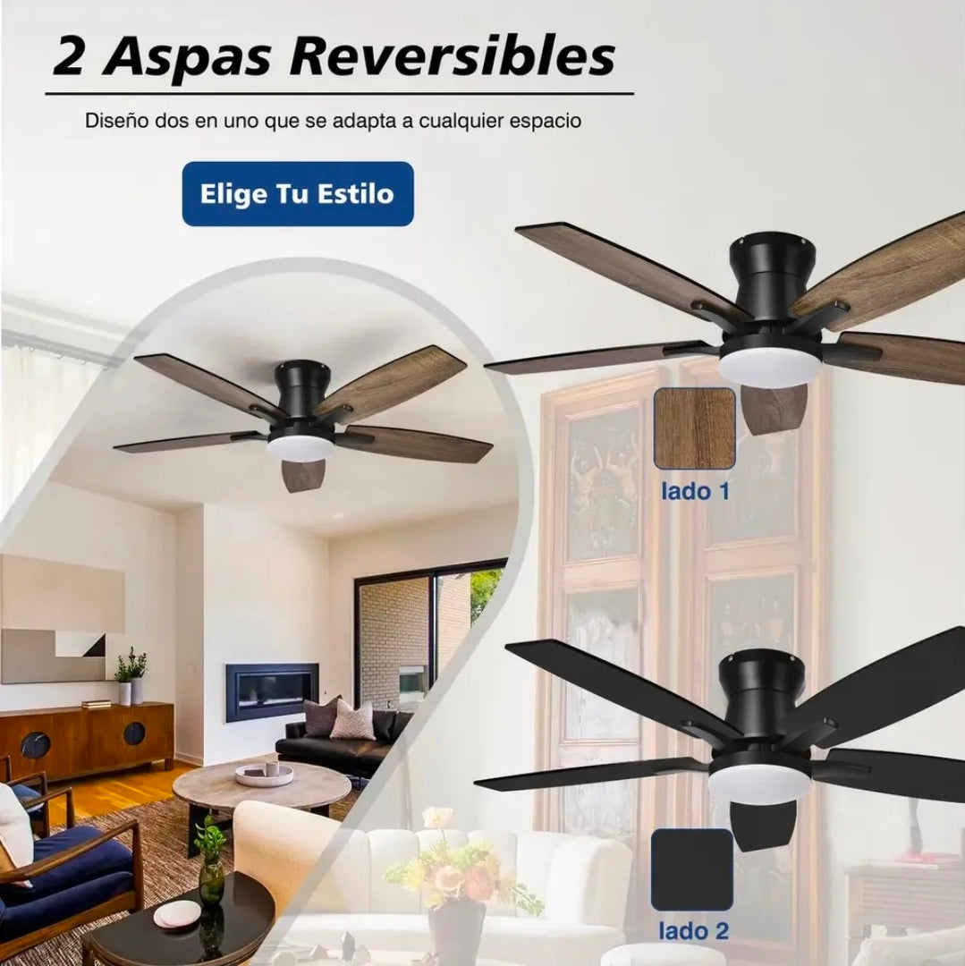 Ventilador De Techo Con Luz Y Mando A Distancia 1.07 M 60hz Negro/Madera