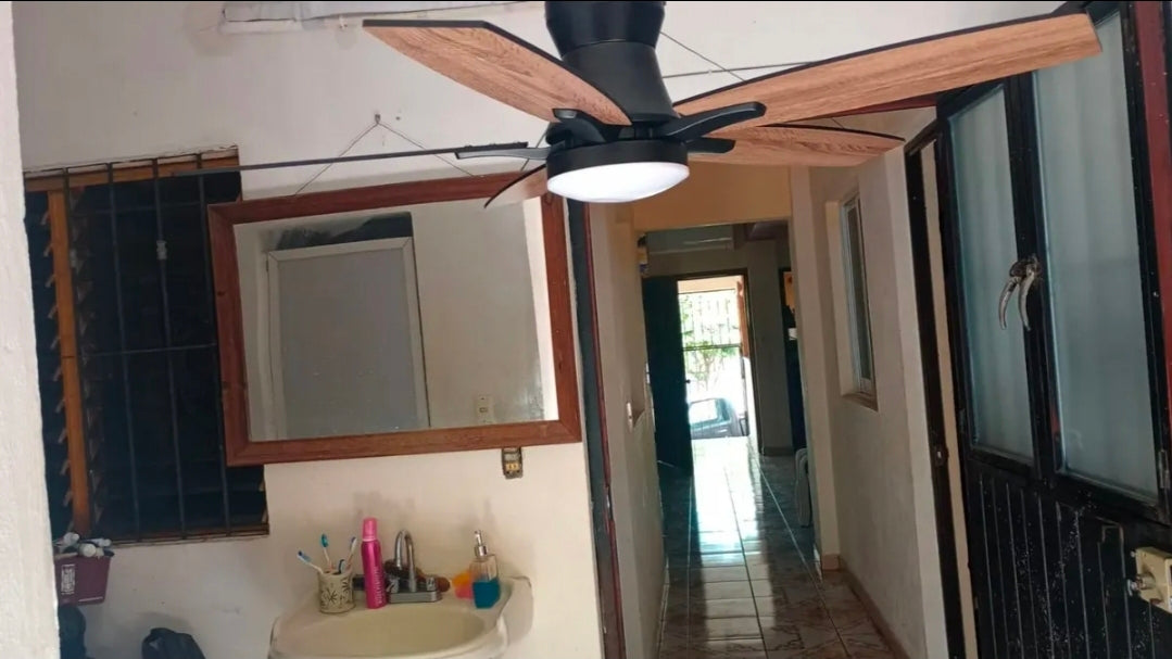 Ventilador De Techo Con Luz Y Mando A Distancia 1.07 M 60hz Negro/Madera