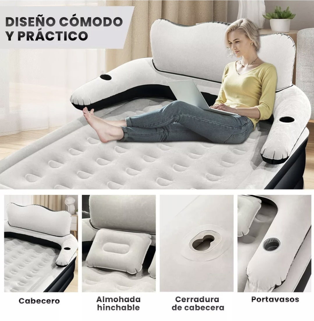 Colchón Inflable Queen con respaldo y Bomba De Aire Eléctrica