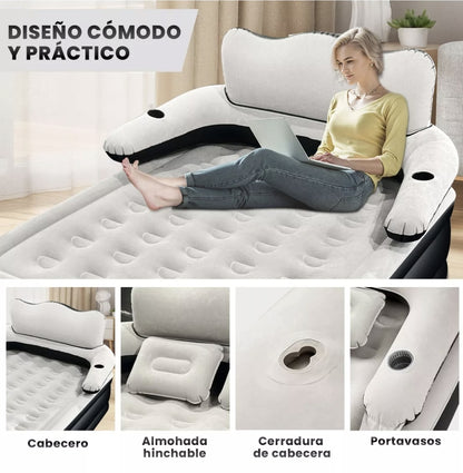 Colchón Inflable Queen con respaldo y Bomba De Aire Eléctrica