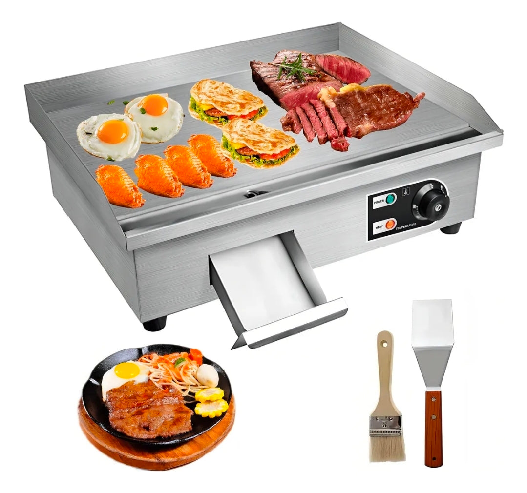 Parrilla Comal Plancha Eléctrica Industrial 110v 1700w Con pincel y espátula