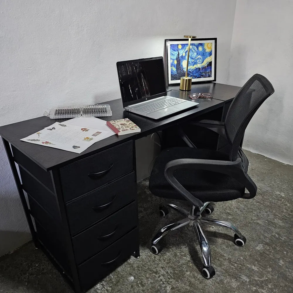 Escritorio Gamer y Oficina 152cm con 8 Cajones, Regleta USB y Tipo-C, Blanco