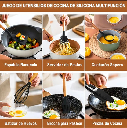Utensilios Cocina De Silicona 44 Piezas Reposteria Espátulas Resistente Al Calor Con Mango Antideslizante Y Antiquemaduras