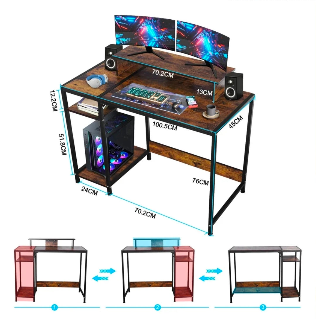 Escritorio para computadora con estante ajustable
