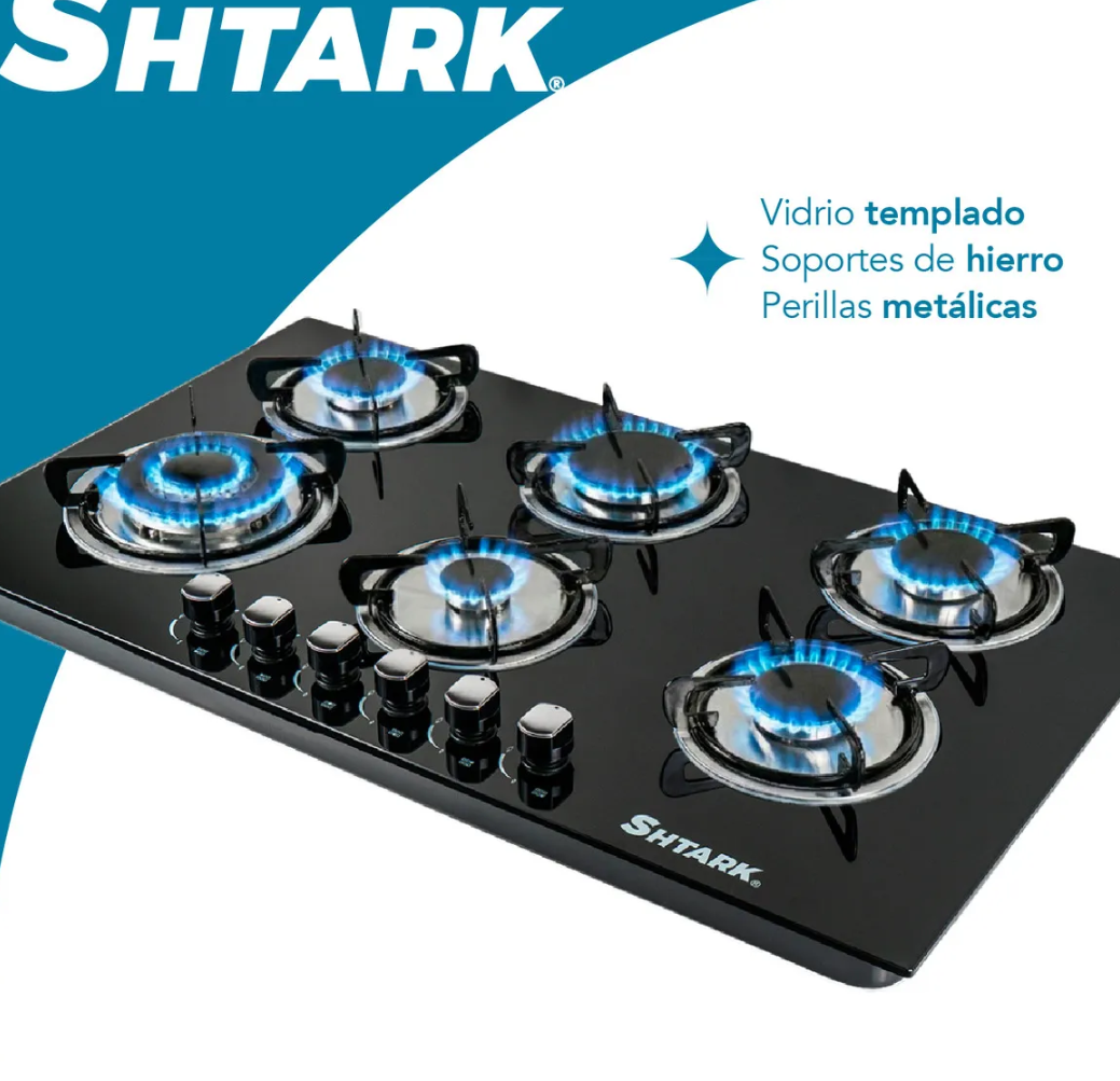 Parrilla  Shtark 6 quemadores vidrio templado