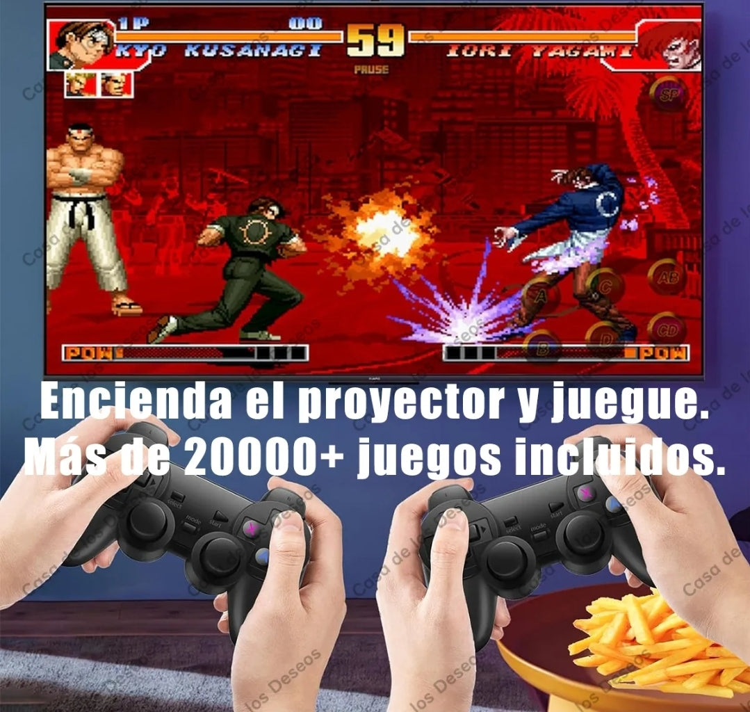 Proyector led Android Wifi Profesional Mini Portátil Con 2 Gamepads Y Más De 20000 Juegos Incorporados