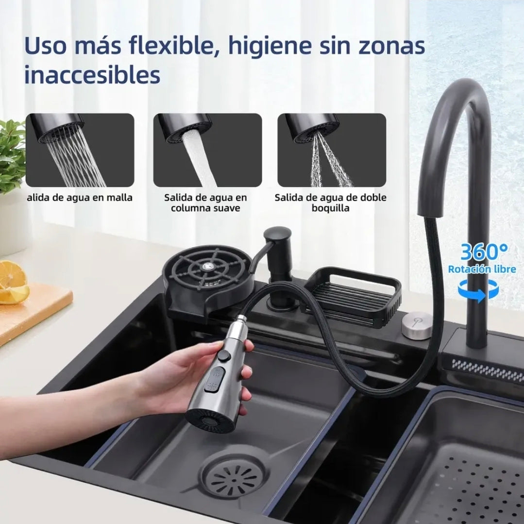 Tarja con dispensador acero inoxidable 80x45x22 cm inteligente