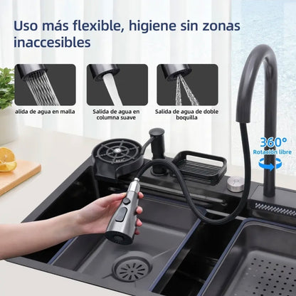 Tarja con dispensador acero inoxidable 80x45x22 cm inteligente