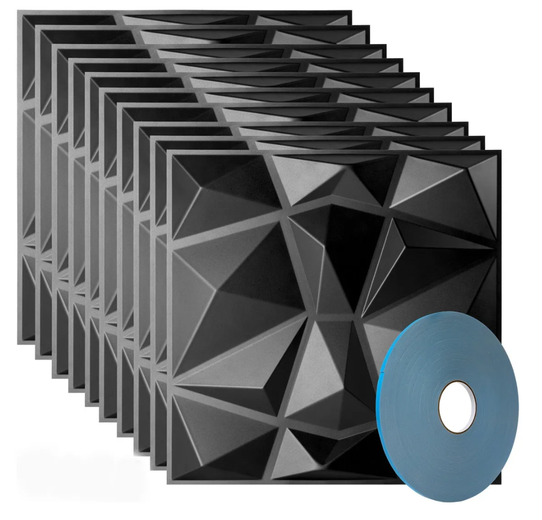 Paneles pvc decorativo 50x50 cm blanco / negro