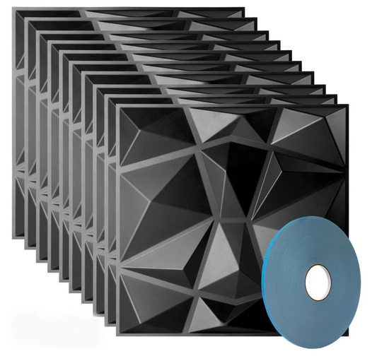 Paneles pvc decorativo 50x50 cm blanco / negro