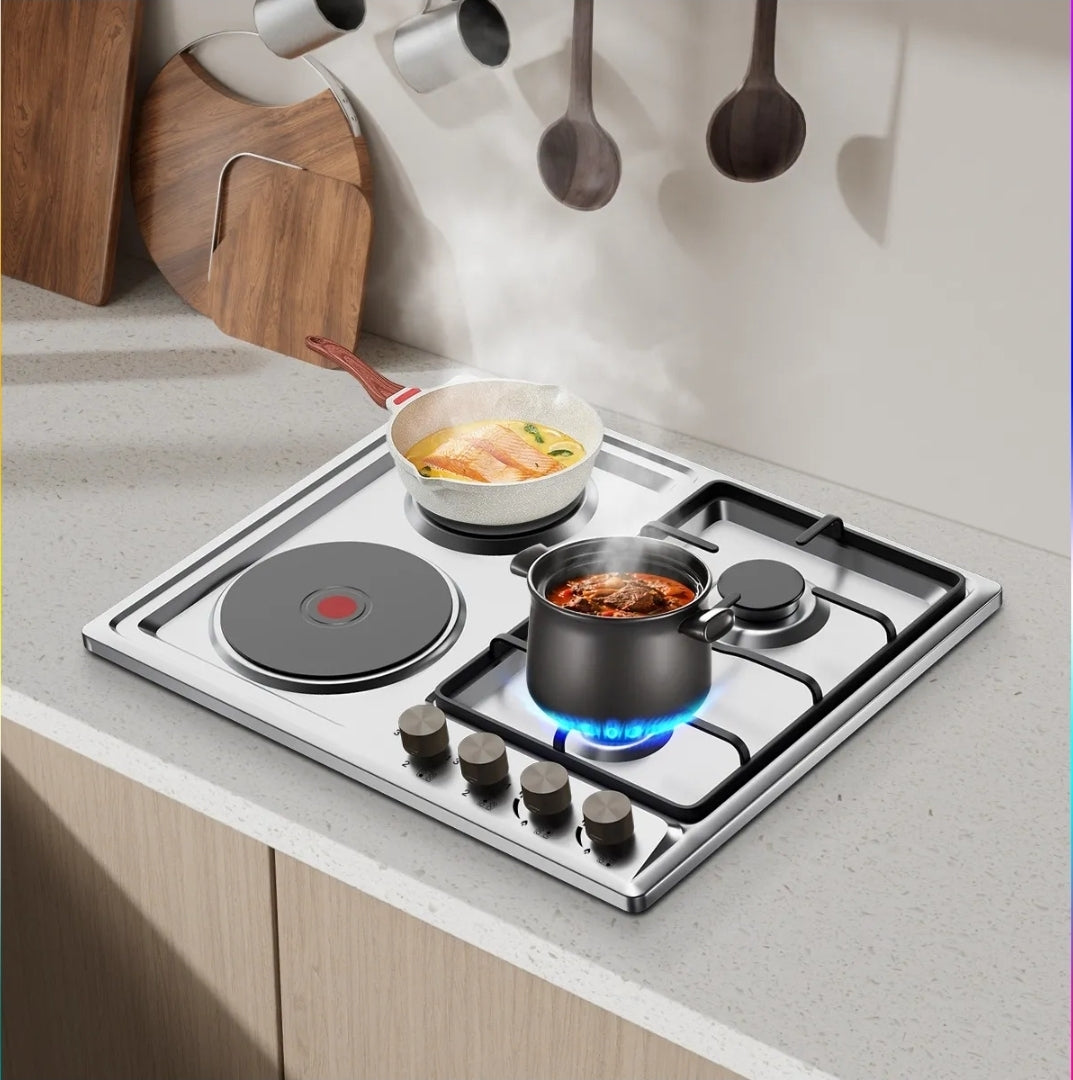 Parrilla 2 quenadores de gas y 2 discos eléctricos