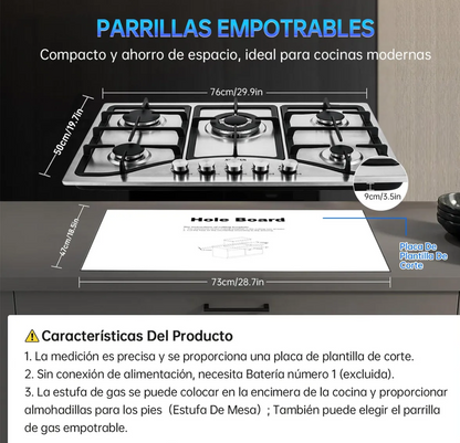 PARRILLA XIUDEEN 5 QUEMADORES ACERO INOXIDABLE