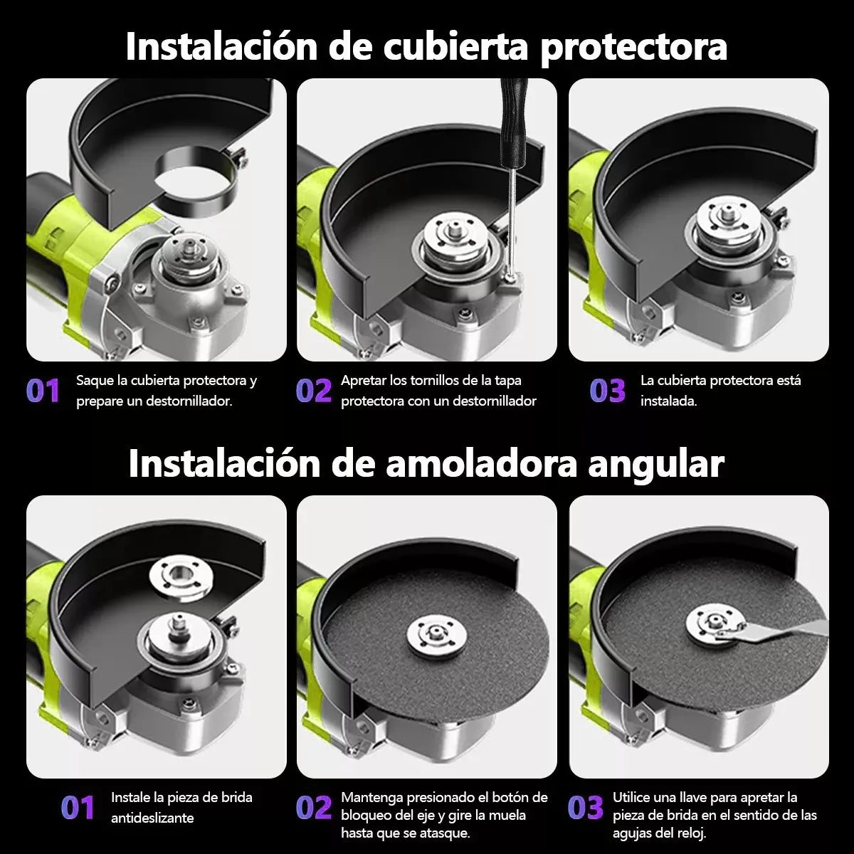 Kit 3 en 1 Taladro Percutor Brushless + Esmeriladora Inalámbrica + Llave Impacto Sin Escobillas