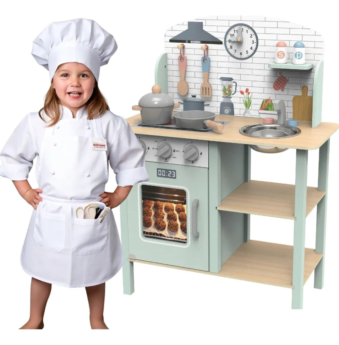 Cocinita de madera verde infantil