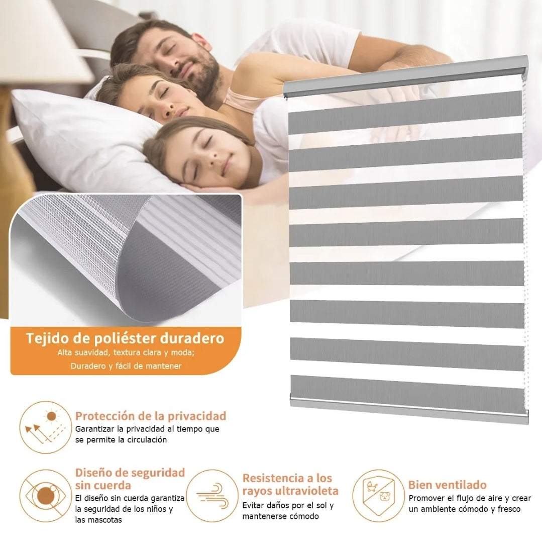 Persiana Doble Capa Zebra 100x200 Cm Enrollable