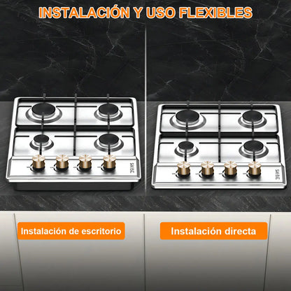 Parrilla Gas Skbe 4 Quemadores Empotrable Acero Inoxidable Encendido Eléctrico