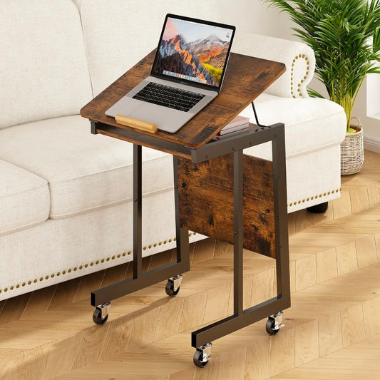 Mesa Escritorio Ajustable Con Ruedas color Marrón