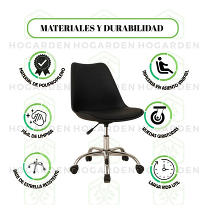 Set 3 sillas eames ejecutivas con rueditas