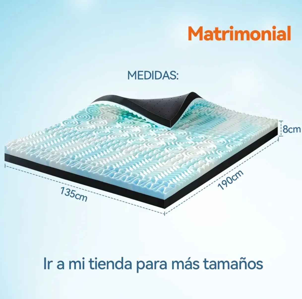 Colchoneta  Memory Foam Casita Azul 7 Zonas Gel 8cm