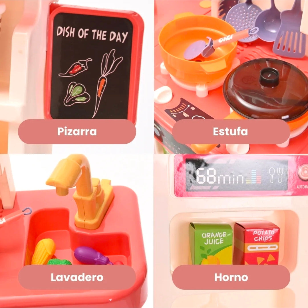 Cocina de juguete con luz, agua y sonido 73pz