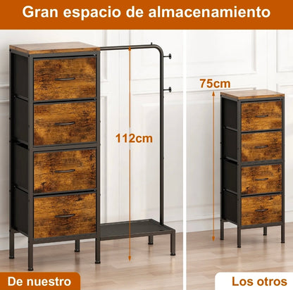 Perchero Rack Organizador Con Cajón color Marrón