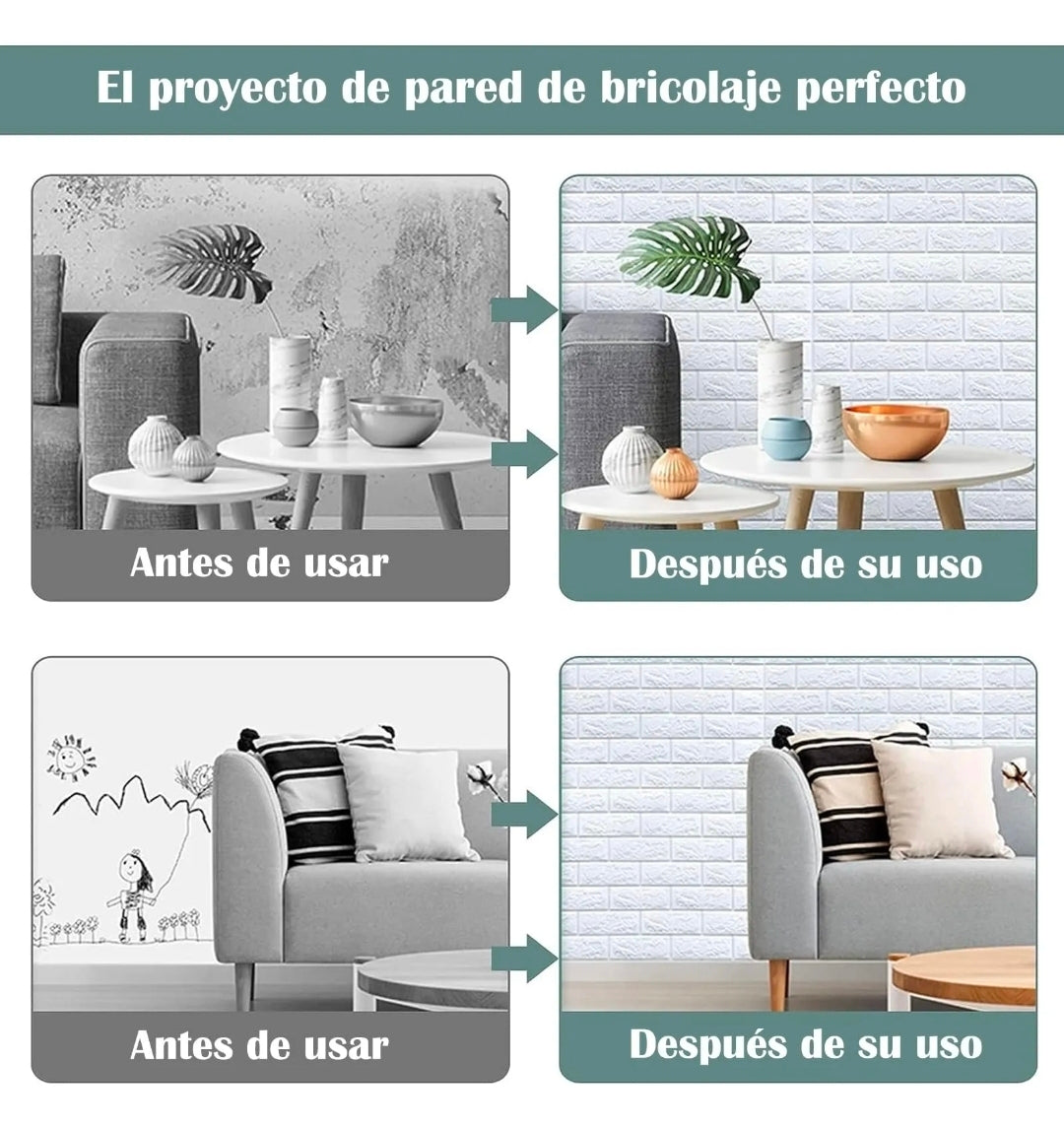 Panel decorativo 3D espuma impermeable 30pz