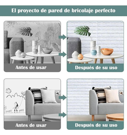Panel decorativo 3D espuma impermeable 30pz