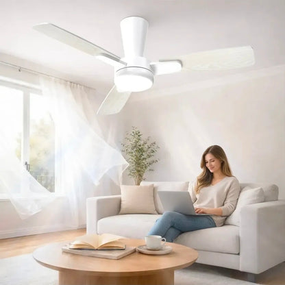 Ventilador De Techo 42" Aspas De Doble Acabado, 6 Velocidades, 3 Tonos De Luz