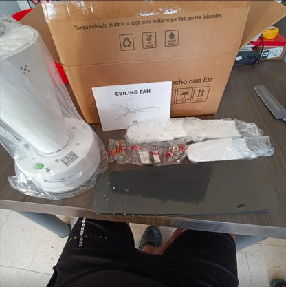 Ventilador De Techo 42" Aspas De Doble Acabado, 6 Velocidades, 3 Tonos De Luz