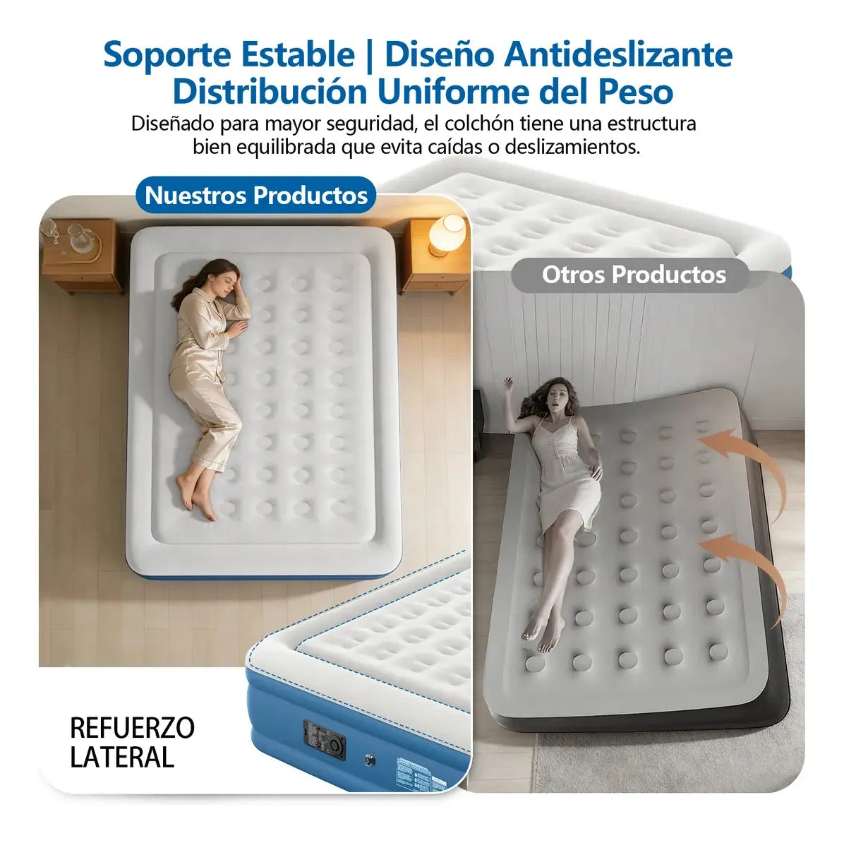 COLCHÓN Inflable Para Acampar Queen Size Matrimonial Con Bomba ELECTRICA