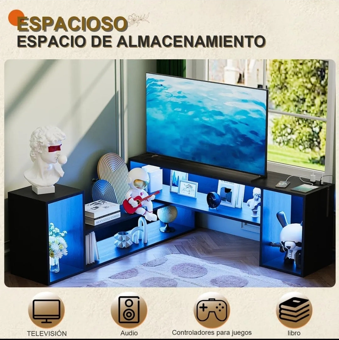Mueble de TV con luces LED montaje ajustable