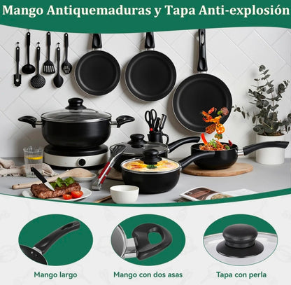 Batería de cocina 27 piezas Aluminio Antiadherente Novry