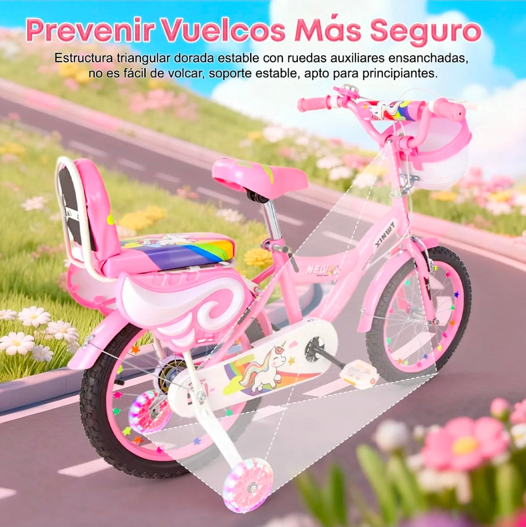 Bicicleta Infantil R16 rosa 4-12 Años Con Ruedas Auxiliares Rgb