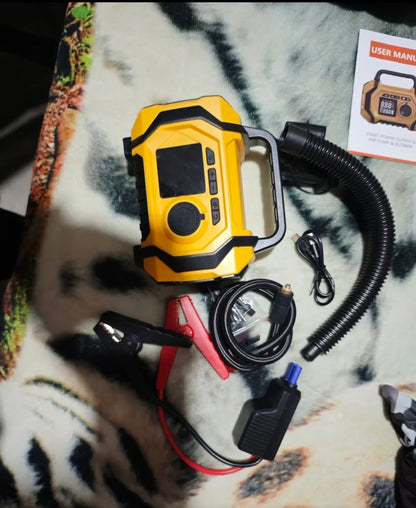 Arrancador De Batería De Auto Compresor De Aire 8000a Inflador 150psi Con Pantalla Con Smart Clip