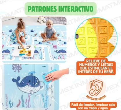 Tapete de bebé antigolpes plegable 2.00x1.50m doble cara