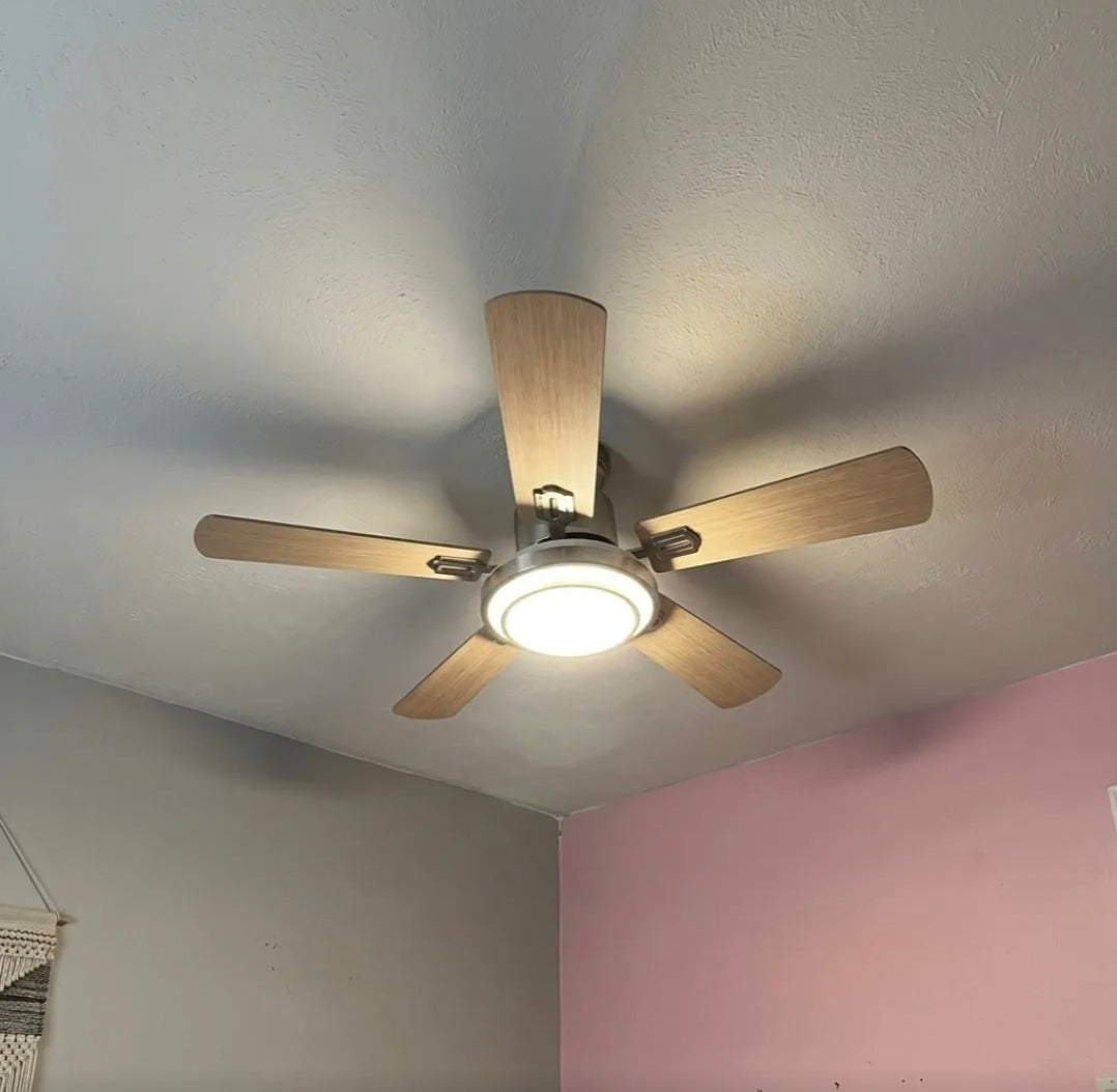 Ventilador De Techo Con Luz Y Mando A Distancia 1.07 M 60hz Negro/Madera