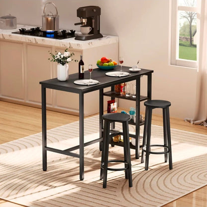Mesa Barra De Cocina Multiusos Con 2 Bancos