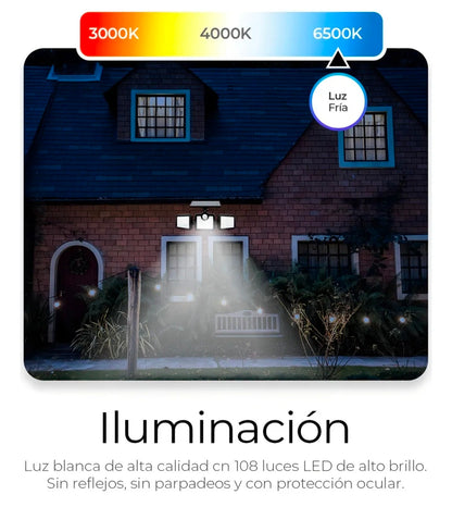 2 Lamparas solares con 3 cabezales / sensor de movimiento 108 Leds