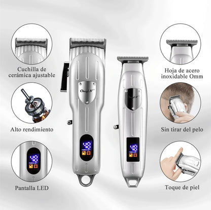 Kit Máquinas Cortadoras de Cabello Barberia Profesional bateria recargable
