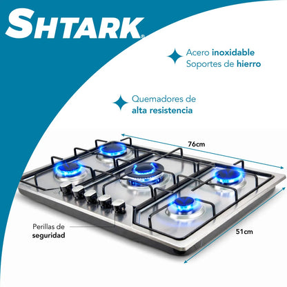 Parrilla  Shtark A Gas 5 Quemadores Acero Inoxidable Empotrable Plateado